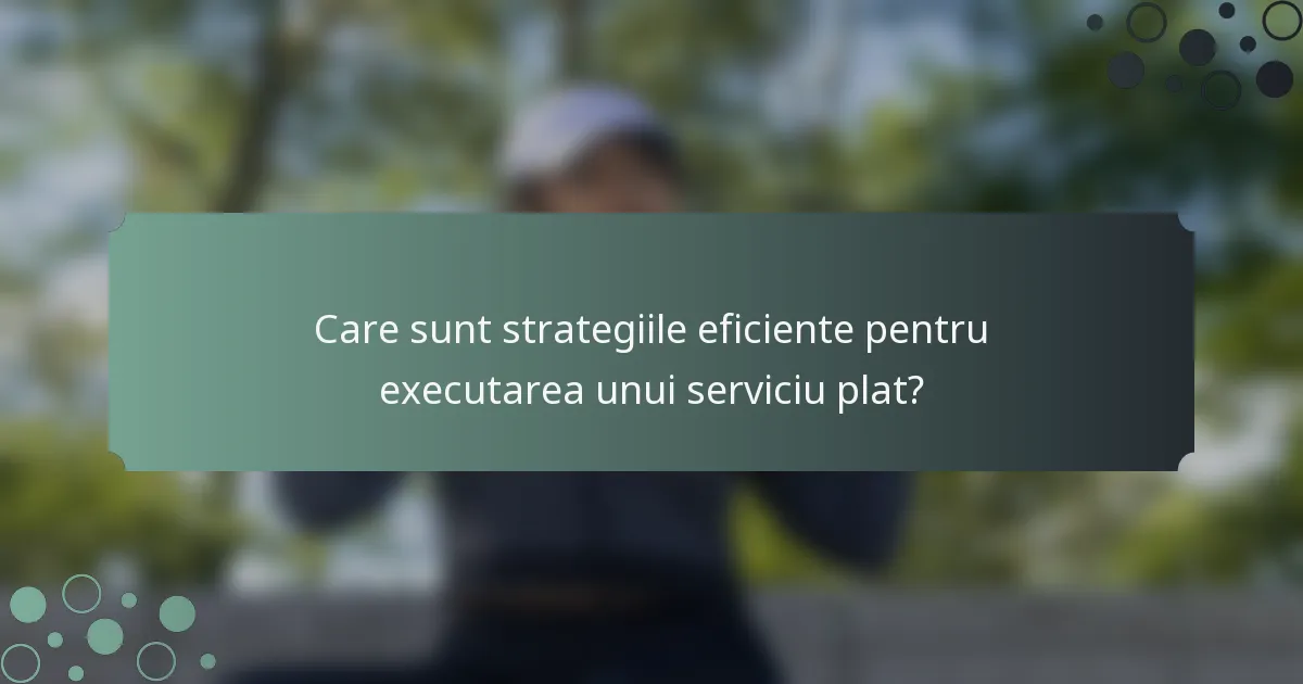 Care sunt strategiile eficiente pentru executarea unui serviciu plat?