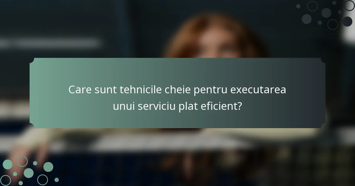 Care sunt tehnicile cheie pentru executarea unui serviciu plat eficient?