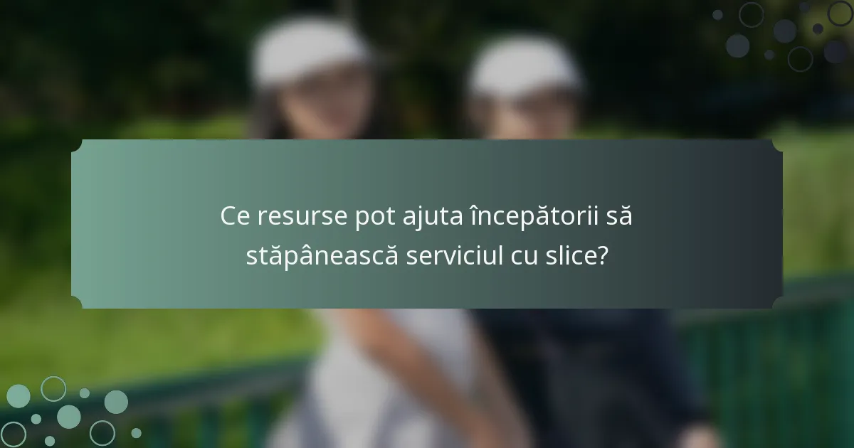 Ce resurse pot ajuta începătorii să stăpânească serviciul cu slice?