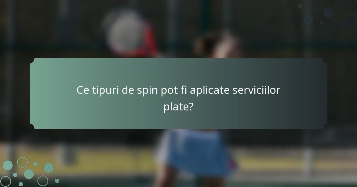 Ce tipuri de spin pot fi aplicate serviciilor plate?