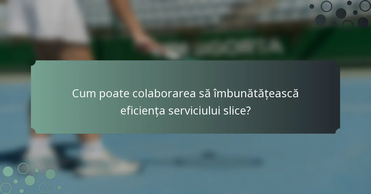 Cum poate colaborarea să îmbunătățească eficiența serviciului slice?