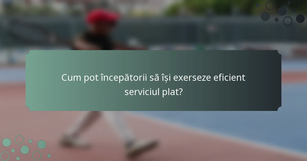 Cum pot începătorii să își exerseze eficient serviciul plat?