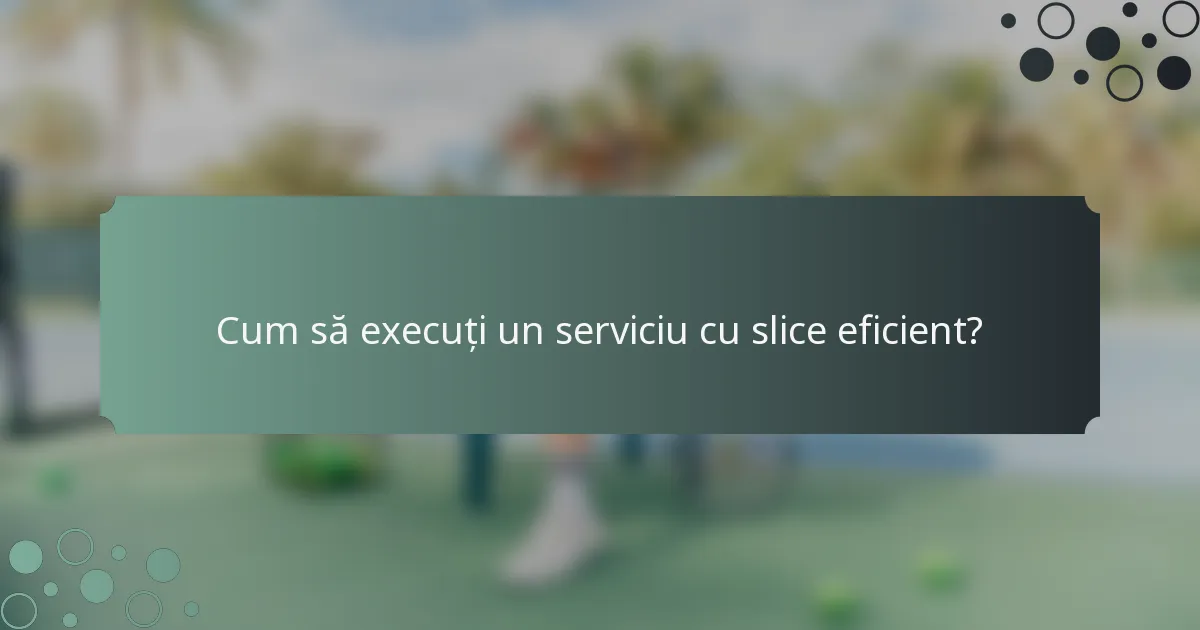 Cum să execuți un serviciu cu slice eficient?